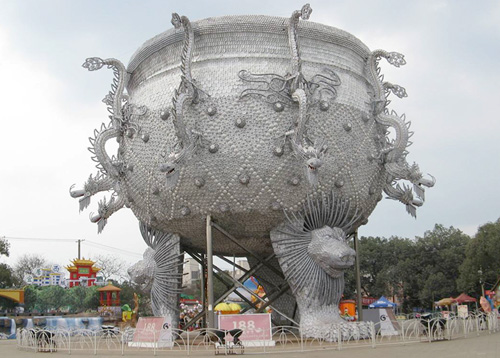 瓷器九龍鼎花燈